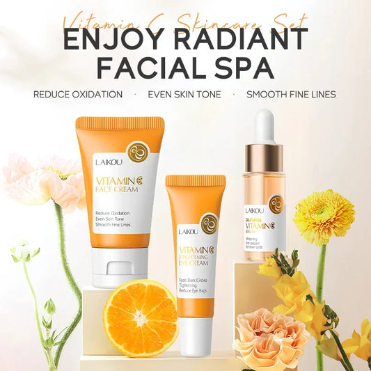 24K Vitamin C Sakura Skincare Set – Cream, Serum & Eye Cream 3-Piece Kit