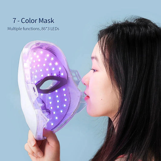 7-Color LED Facial & Neck Mask – Red Light Therapy for Skin Tightening & Anti-Aging